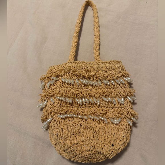 a new day Handbags - Tan Small Purse with Pearl Accents